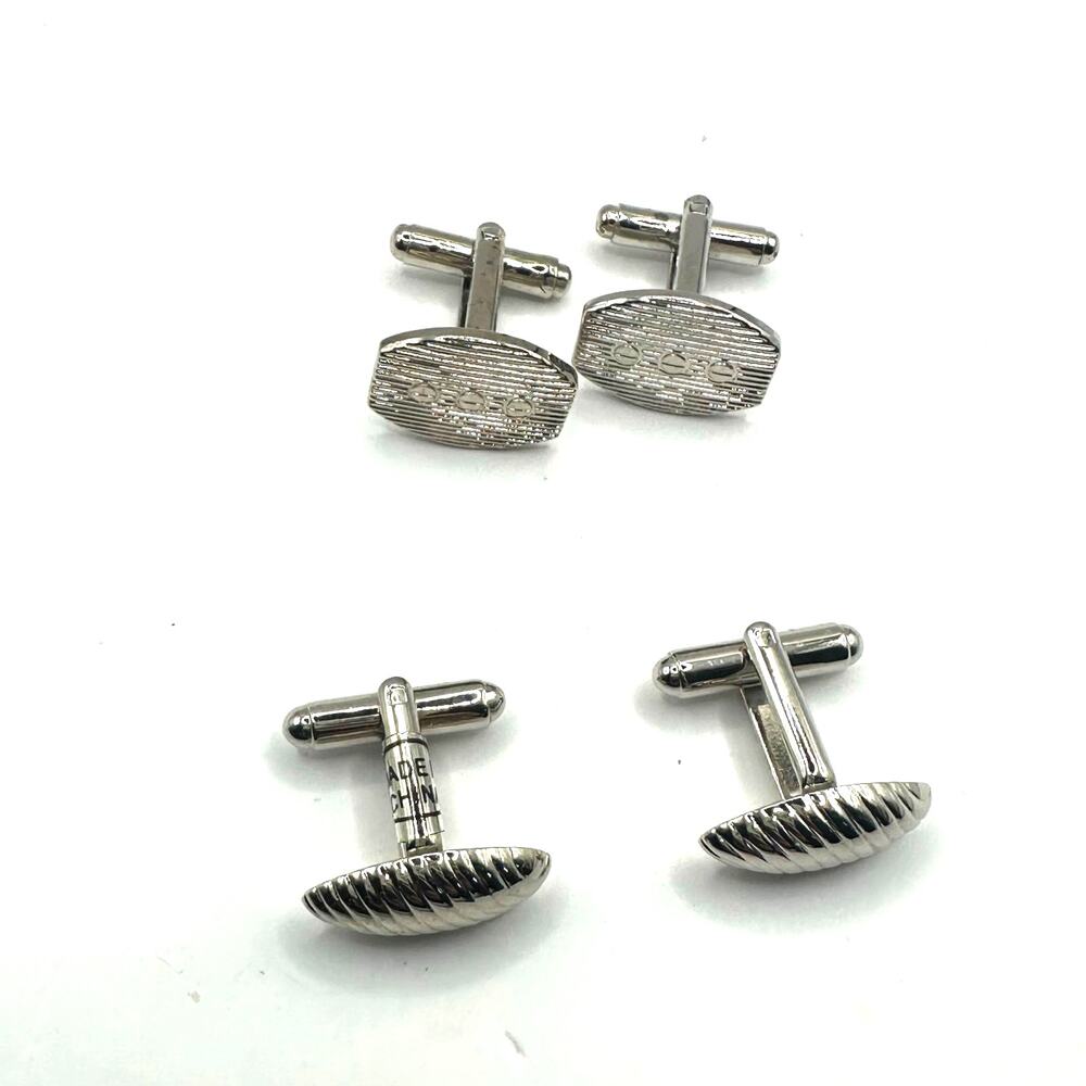 Cuff Links Silver tone Set of 2 Mens Tie Button Shirt Accessory Suit Unbranded